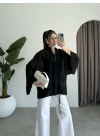 Çin Düğmeli Siyah Gömlek Kimono