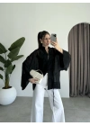 Çin Düğmeli Siyah Gömlek Kimono