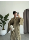 Çin Düğmeli Tensel Maxi Boy Haki Kimono