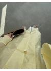 Çin Düğmeli Tensel Maxi Boy Sarı Kimono