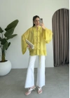 Çin Düğmeli Yağ Yeşili Gömlek Kimono