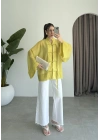 Çin Düğmeli Yağ Yeşili Gömlek Kimono