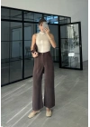 Culotte Bilek Boy Kahve Tensel Pantolon