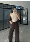 Culotte Bilek Boy Kahve Tensel Pantolon