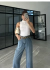 Culotte Bilek Boy Kemerli Tensel Pantolon