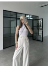 Dania Premium Beyaz Tensel Palazzo Pantolon