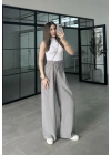 Dania Premium Gri Tensel Palazzo Pantolon