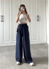 Dania Premium Lacivert Tensel Palazzo Pantolon