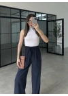 Dania Premium Lacivert Tensel Palazzo Pantolon