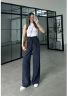 Dania Premium Lacivert Tensel Palazzo Pantolon
