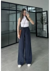 Dania Premium Lacivert Tensel Palazzo Pantolon