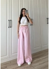 Dania Premium Pembe Tensel Palazzo Pantolon
