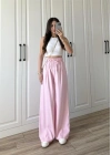 Dania Premium Pembe Tensel Palazzo Pantolon