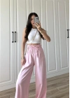 Dania Premium Pembe Tensel Palazzo Pantolon