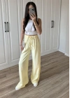 Dania Premium Sarı Tensel Palazzo Pantolon