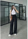 Dania Premium Siyah Tensel Palazzo Pantolon