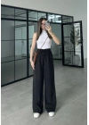 Dania Premium Siyah Tensel Palazzo Pantolon