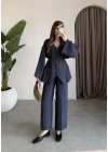 Deran Modal Kumaş Lacivert Kuşaklı Takım