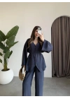 Deran Modal Kumaş Lacivert Kuşaklı Takım