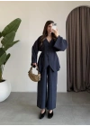 Deran Modal Kumaş Lacivert Kuşaklı Takım