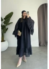 Diva Şallı Büzgülü Lacivert Elbise