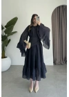 Diva Şallı Büzgülü Lacivert Elbise