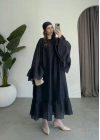 Diva Şallı Büzgülü Lacivert Elbise