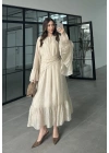 Diva Şallı Büzgülü Taş Elbise
