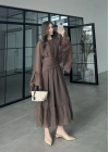 Diva Şallı Büzgülü Kahve Elbise