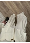 Dorika Oysh Model Kemerli Beyaz  Ceket Takım