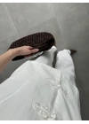 Düğme Detaylı Kolu Volanlı Ekru Keten Takım