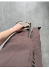 Düğmeli Fit Kahve Keten Takım