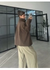 Ekose Astarlı Dik Yaka Kahve Ceket