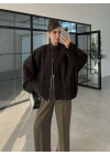 Ekstra Oversize Astarlı Kahve Bamber Ceket