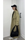 Ekstra Oversize Premium Açık Haki Trençkot