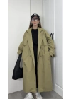 Ekstra Oversize Premium Açık Haki Trençkot