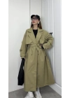 Ekstra Oversize Premium Açık Haki Trençkot