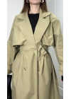 Ekstra Oversize Premium Açık Haki Trençkot