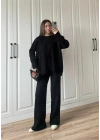 Fitilli Basic Oversize Siyah Triko Takım
