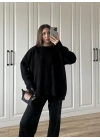 Fitilli Basic Oversize Siyah Triko Takım