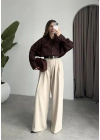 Fiyonklu Tasarım Poplin Kahve Poplin Gömlek