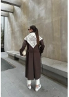Fularlı Oversize Premium Kahve Trençkot