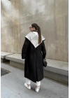 Fularlı Oversize Premium Siyah  Trençkot