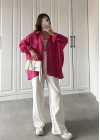 Fuşya Oversize Tensel Gömlek