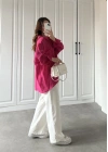 Fuşya Oversize Tensel Gömlek