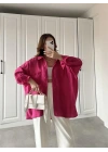 Fuşya Oversize Tensel Gömlek