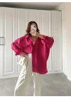 Fuşya Oversize Tensel Gömlek