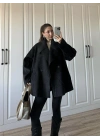 Geniş Yaka Oversize Antrasit Kaban