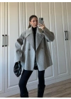 Geniş Yaka Oversize Gri Kaban