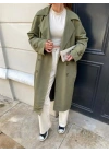 Haki Bershka Model Premium Oversize Trençkot